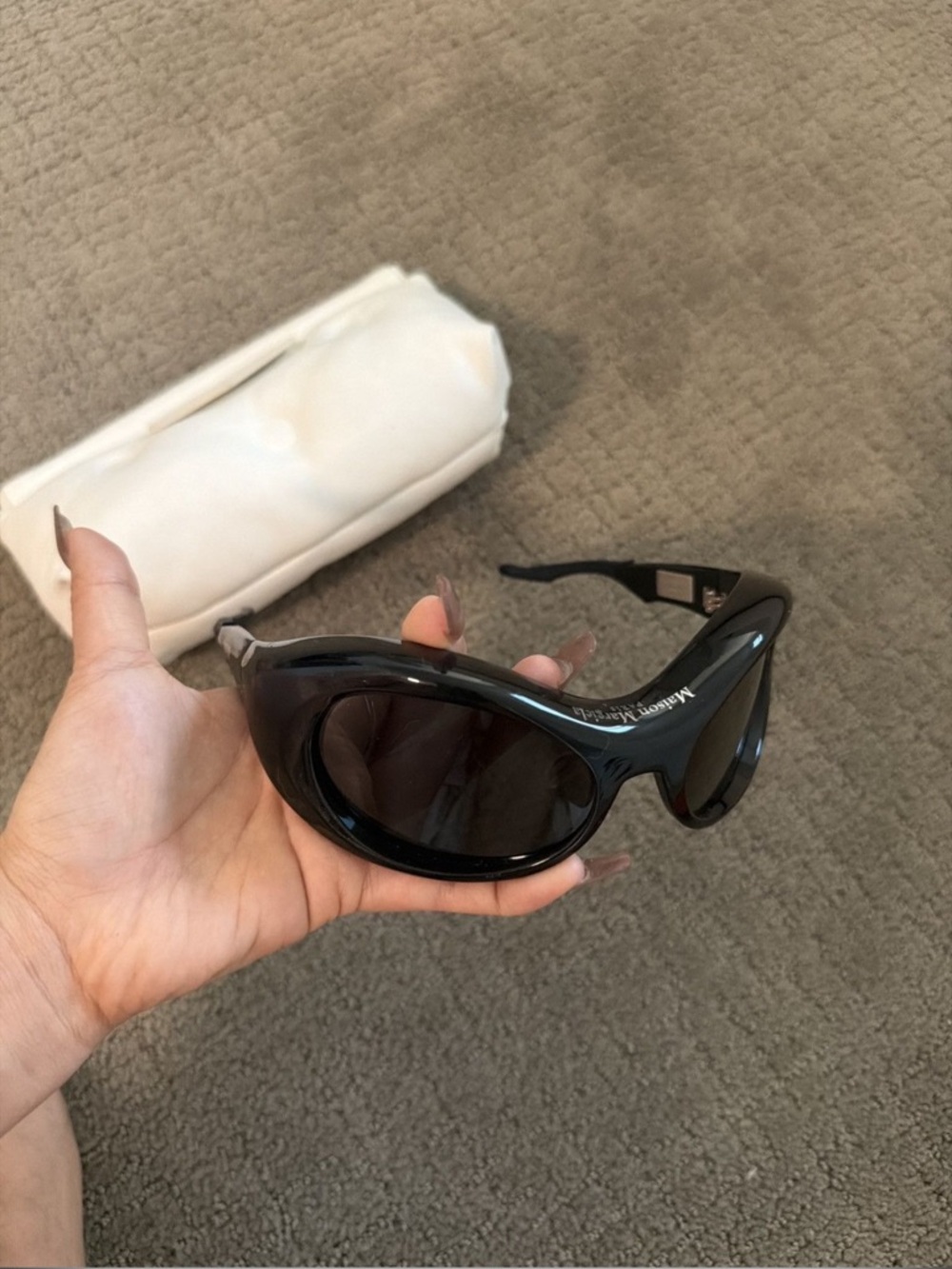 Maison Martin Margiela Black Gloss Shield Sunglasses